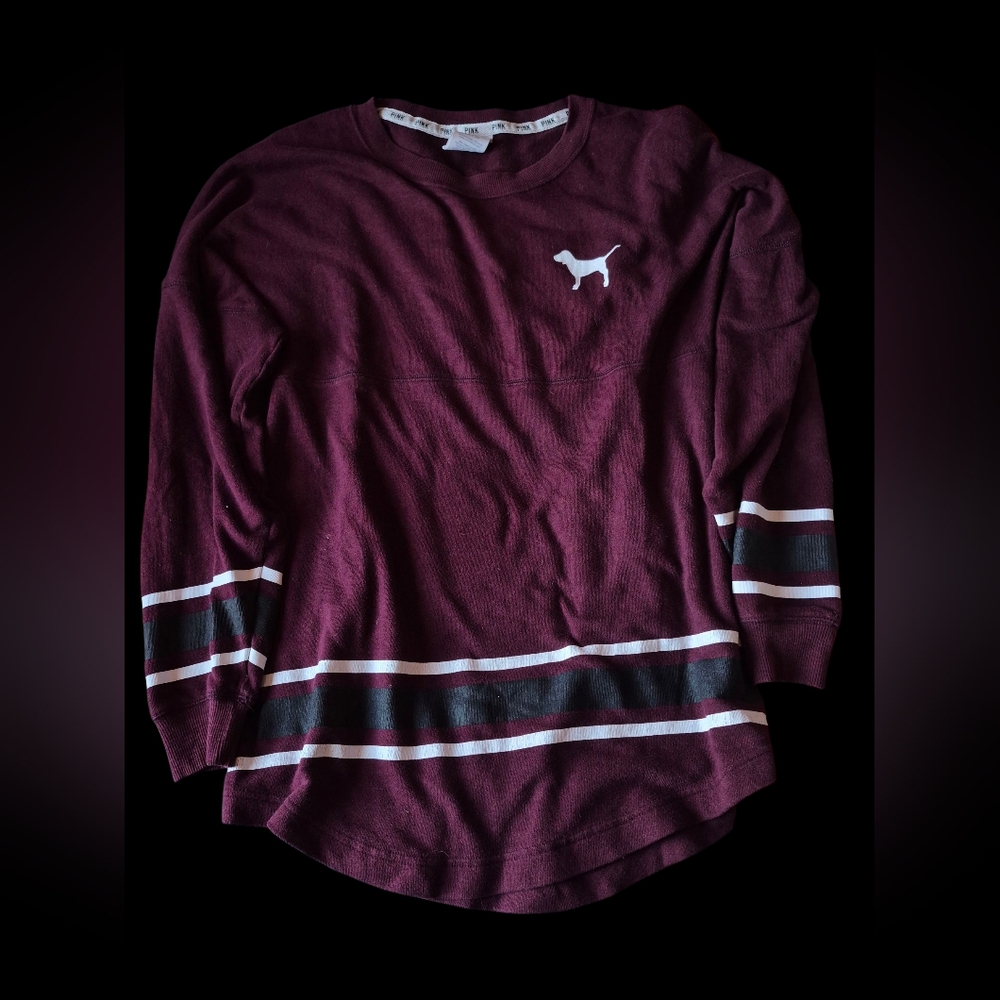 Victoria Secret Burgandy Jersey spirit Crewneck